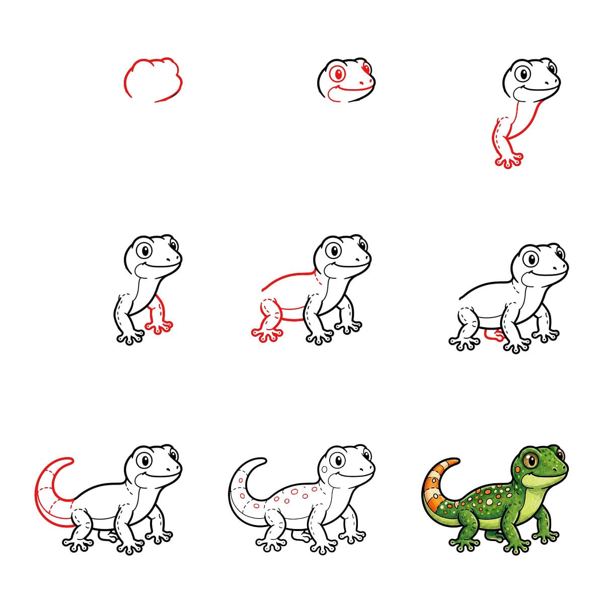 Breitrücken-Gecko zeichnen ideen