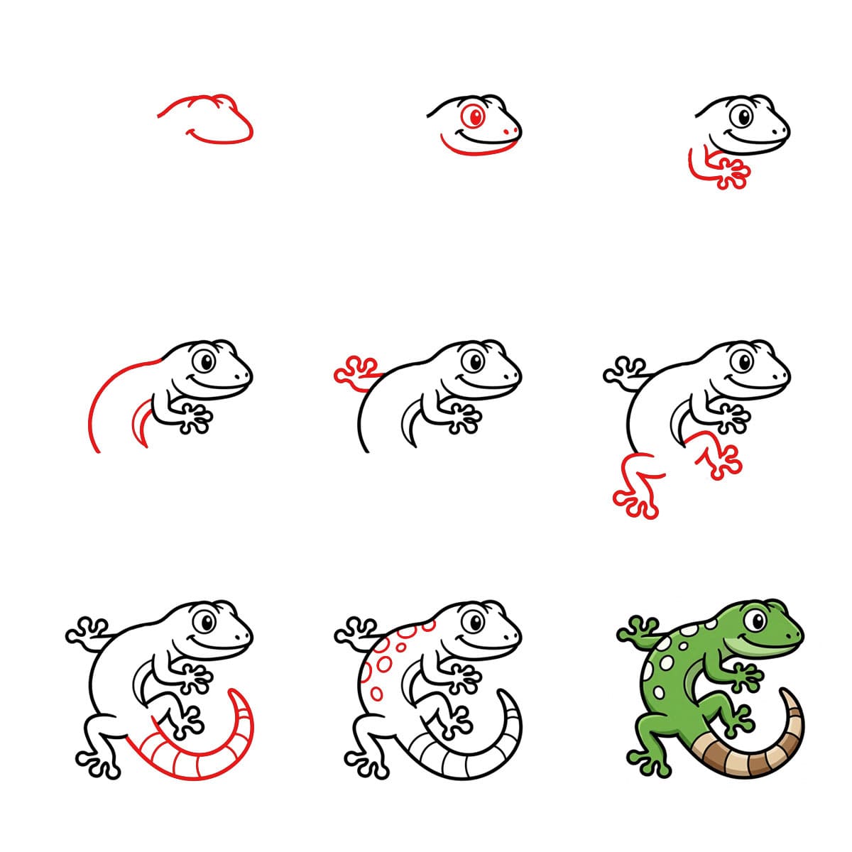 Dynamischer Gecko zeichnen ideen
