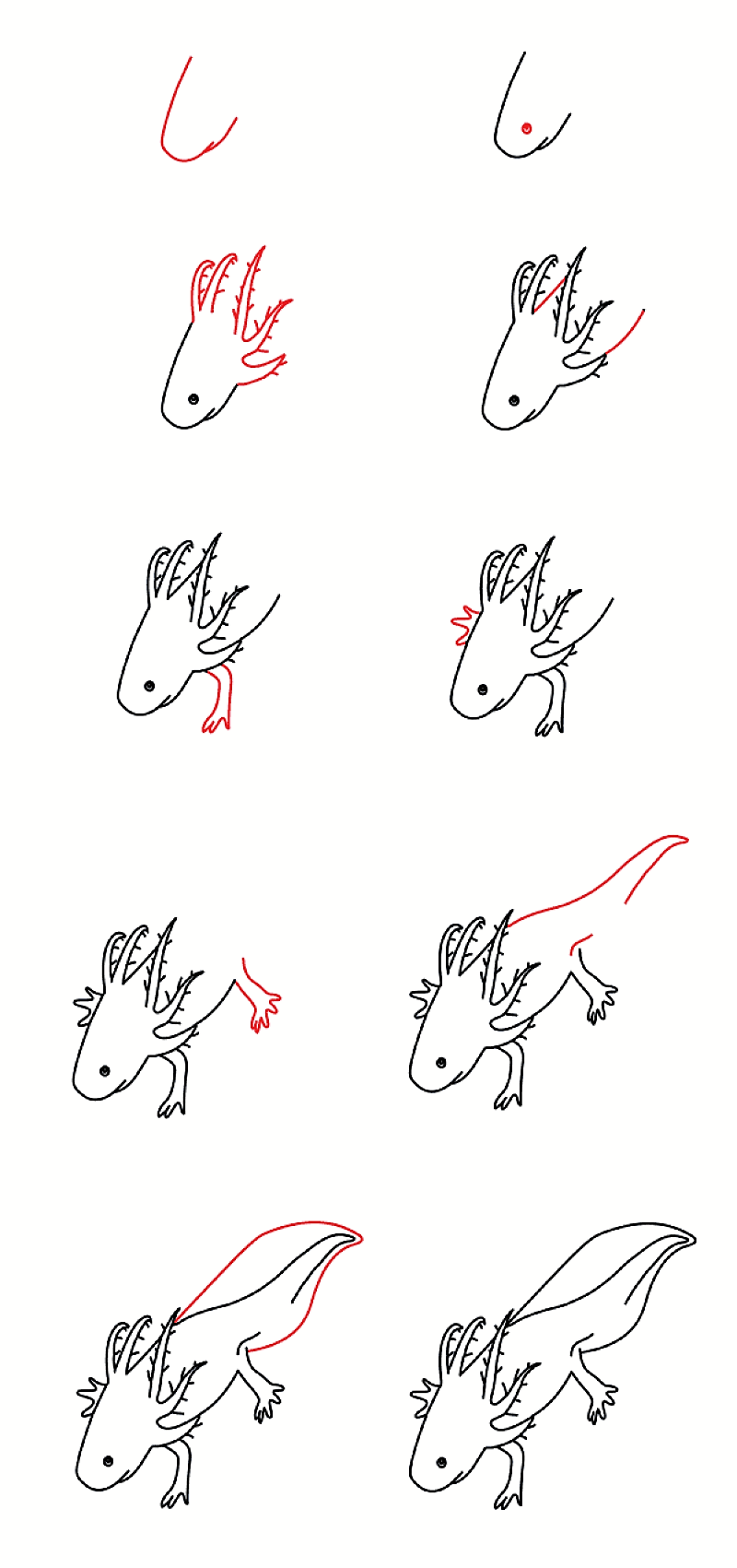 Ein einfacher Axolotl zeichnen ideen