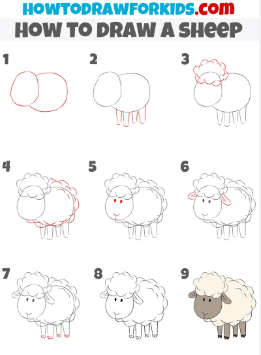 Ein schwarzes Schaf mit weißem Fell zeichnen ideen