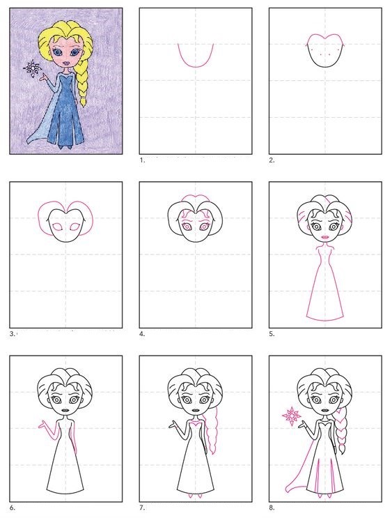 Eine einfache Prinzessin Elsa 7 zeichnen ideen