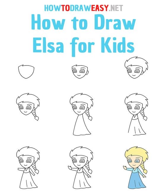 Eine einfache Prinzessin Elsa zeichnen ideen