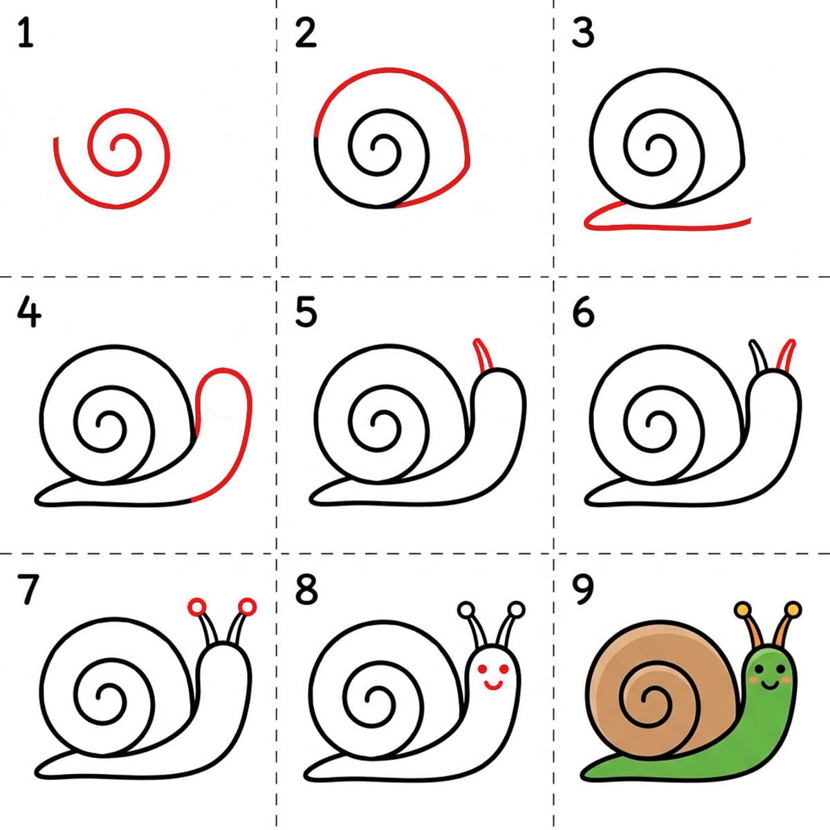 Einfache Schnecke zeichnen ideen