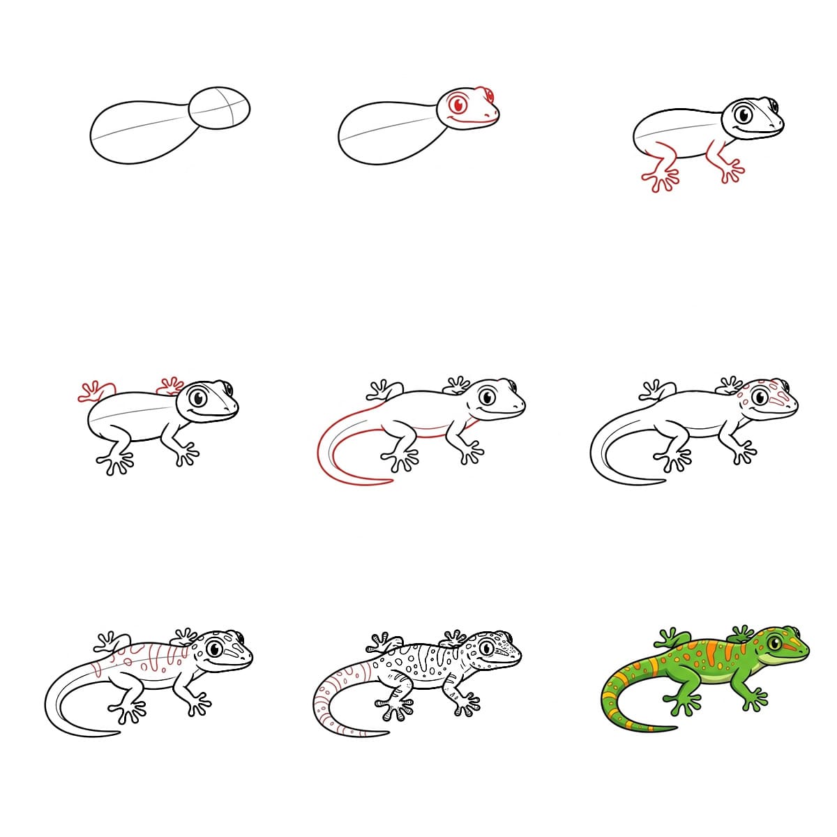 Einfacher Gecko zeichnen ideen