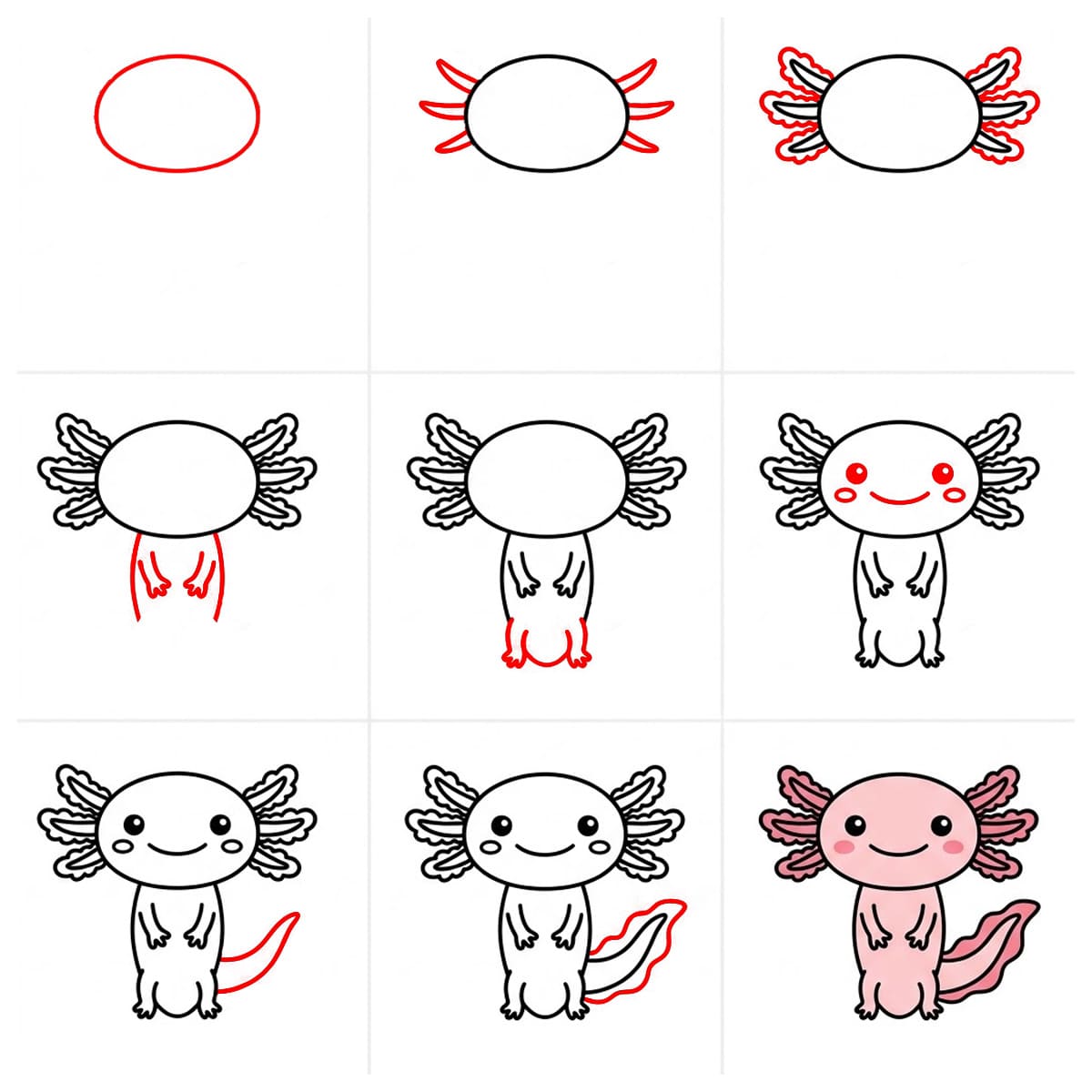 Freundlicher Axolotl zeichnen ideen