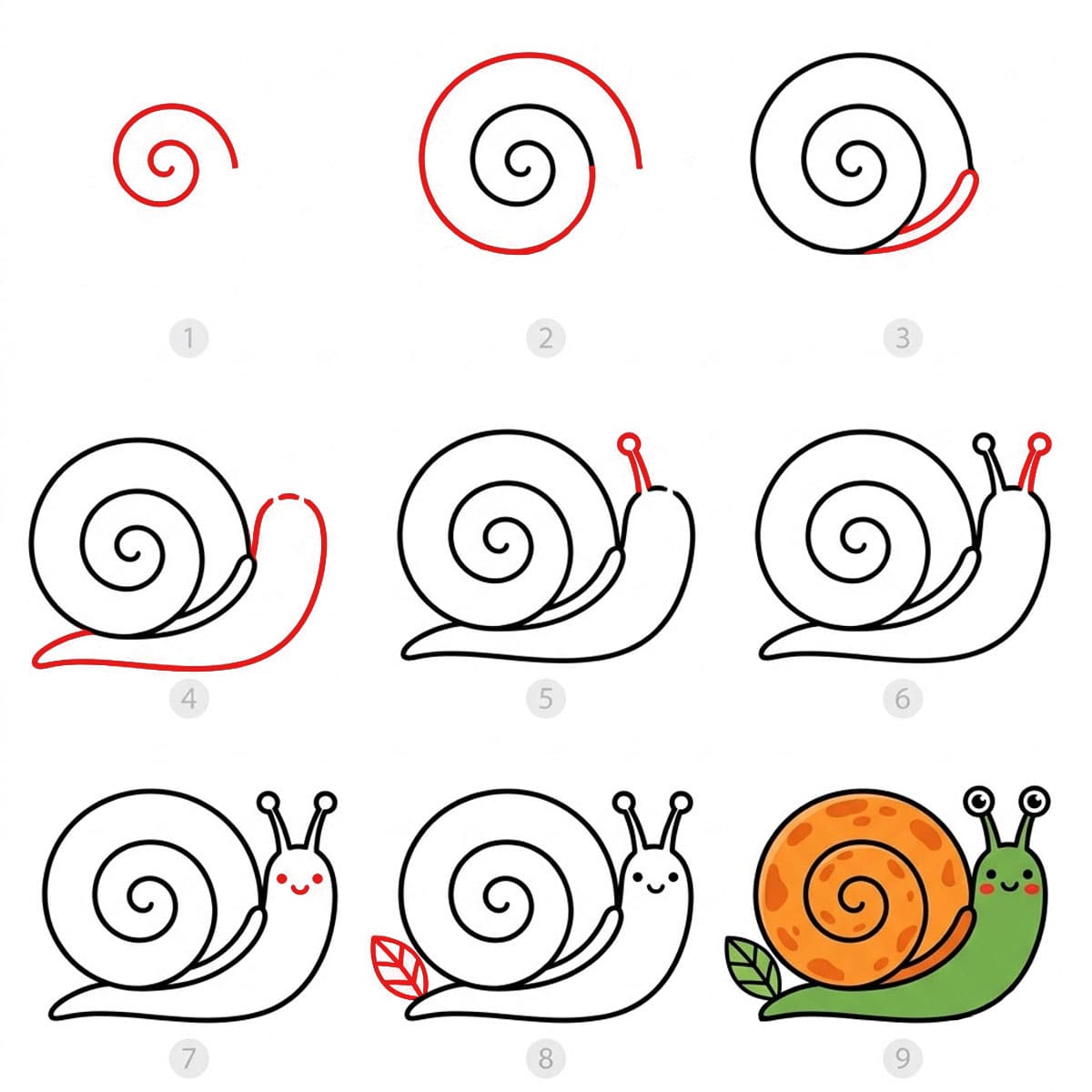 Fröhliche Schnecke zeichnen ideen