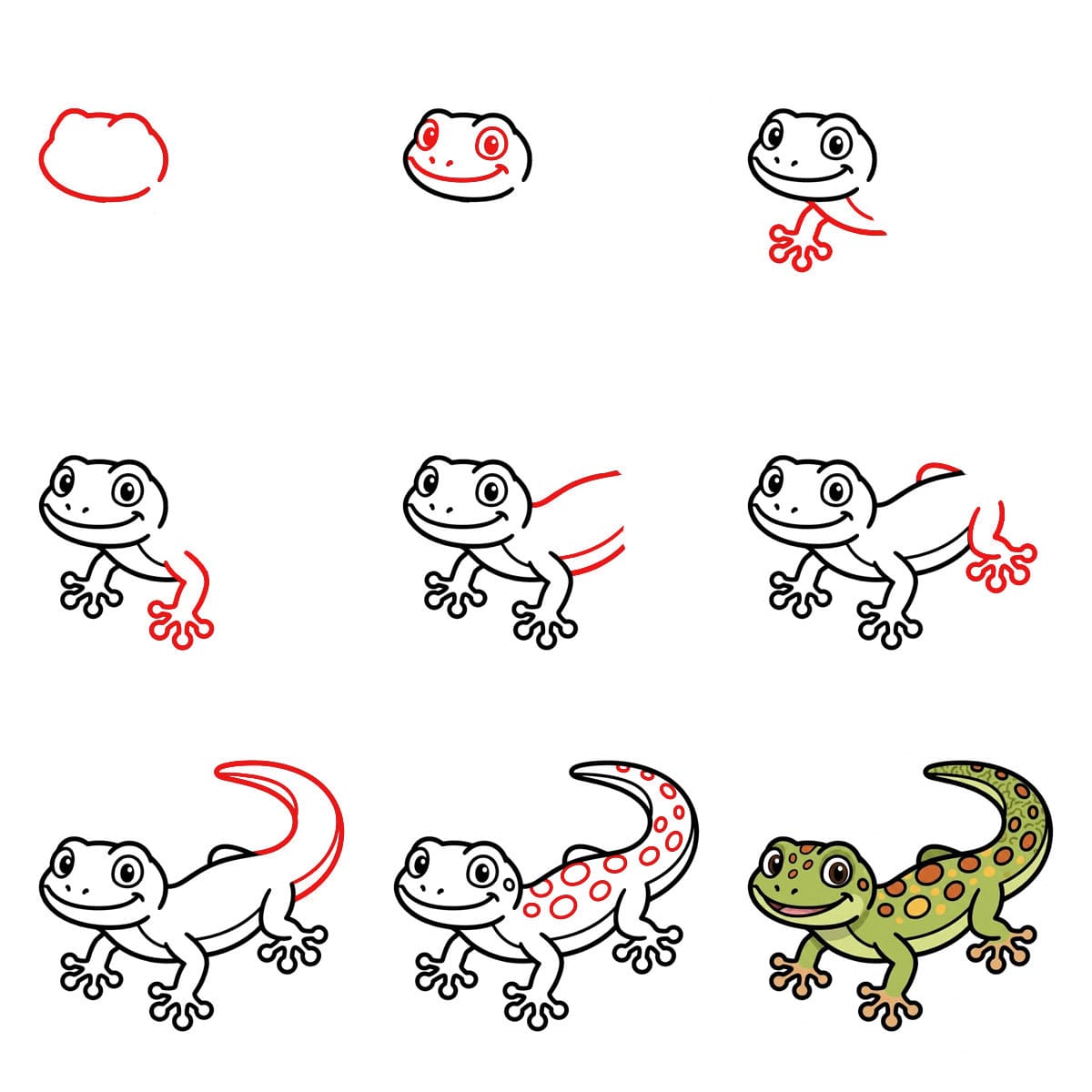 Gefleckter Gecko zeichnen ideen