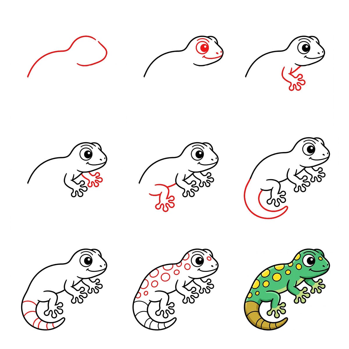 Gemusterter Gecko zeichnen ideen