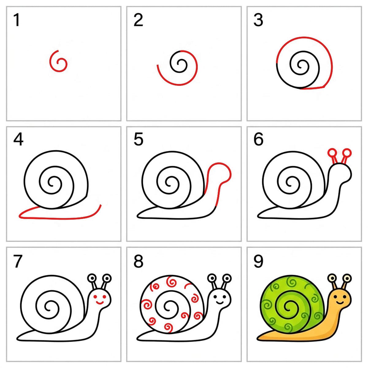 Gepunktete Schnecke zeichnen ideen