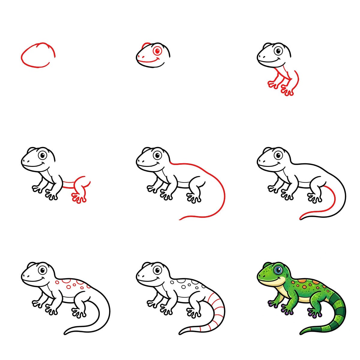 Gestreifter Gecko zeichnen ideen