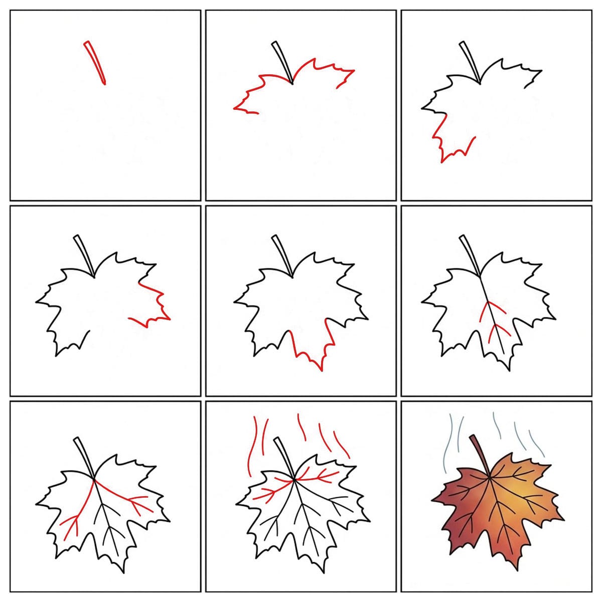 Herbstliches Ahornblatt zeichnen ideen
