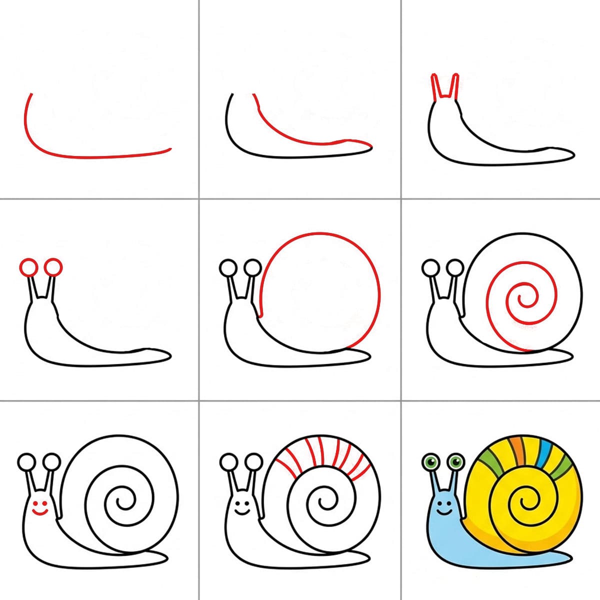 Schnecke mit gestreiftem Haus zeichnen ideen