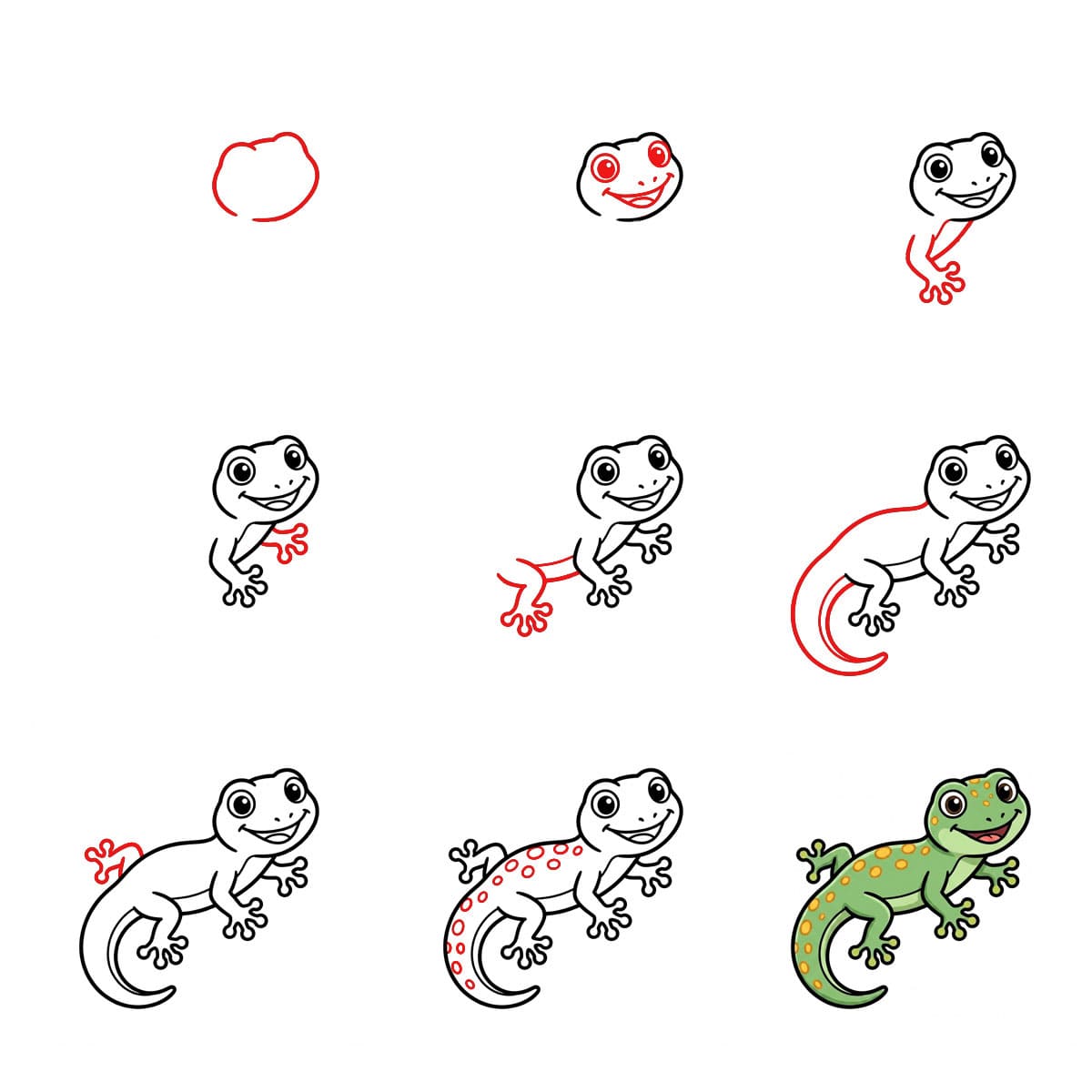 Seitlich blickender Gecko zeichnen ideen