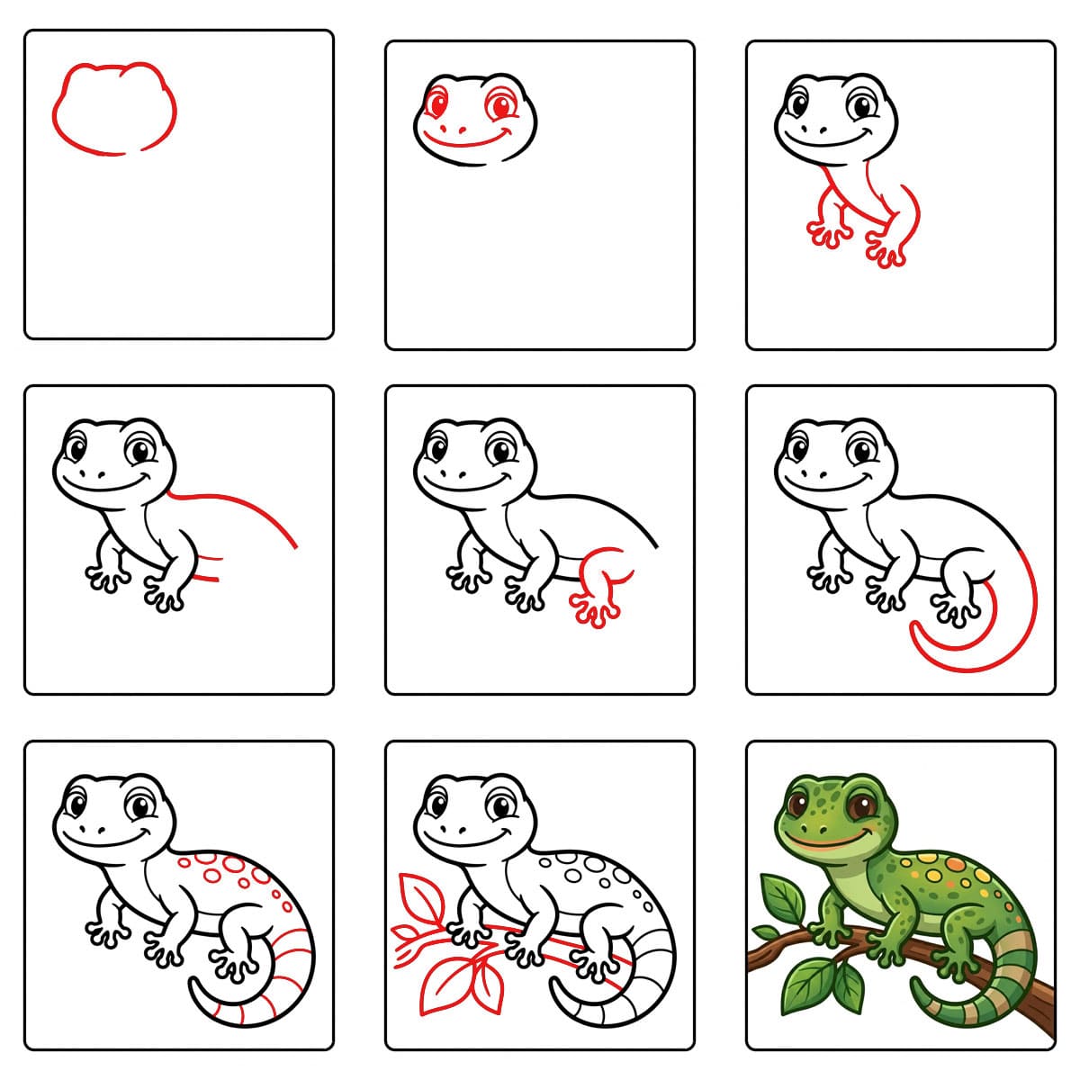 Sitzender Gecko zeichnen ideen