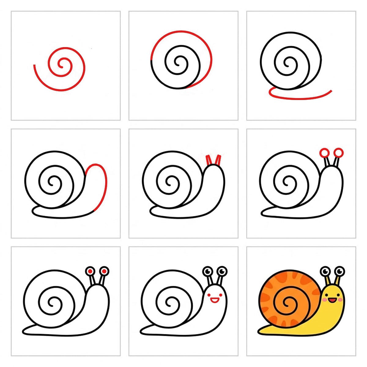 Spiralschnecke zeichnen ideen