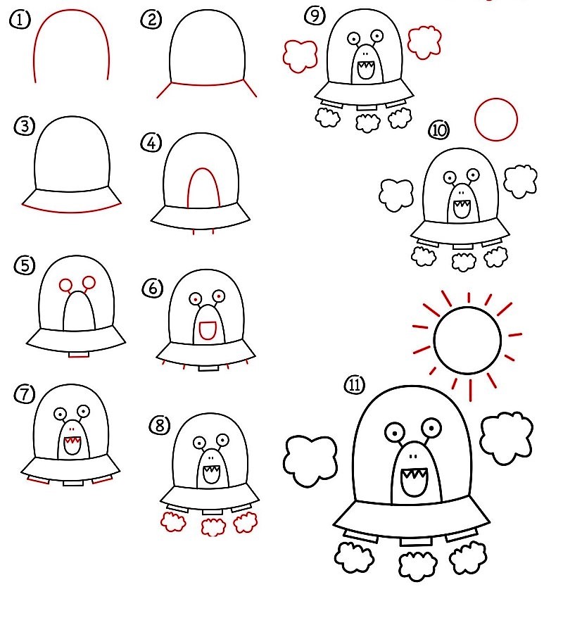 Zeichnen Lernen UFO-Idee 8
