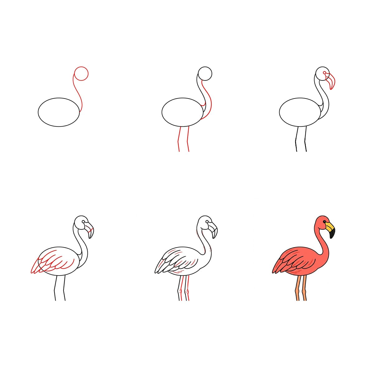 Einfacher Flamingo zeichnen ideen