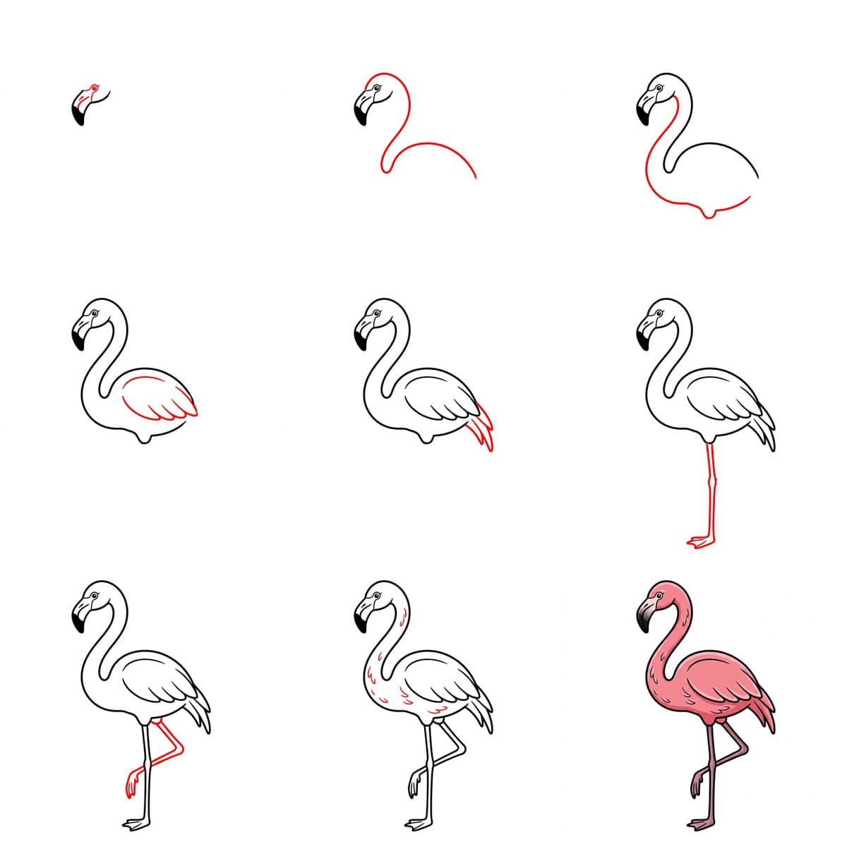 Flamingo blickt zurück zeichnen ideen