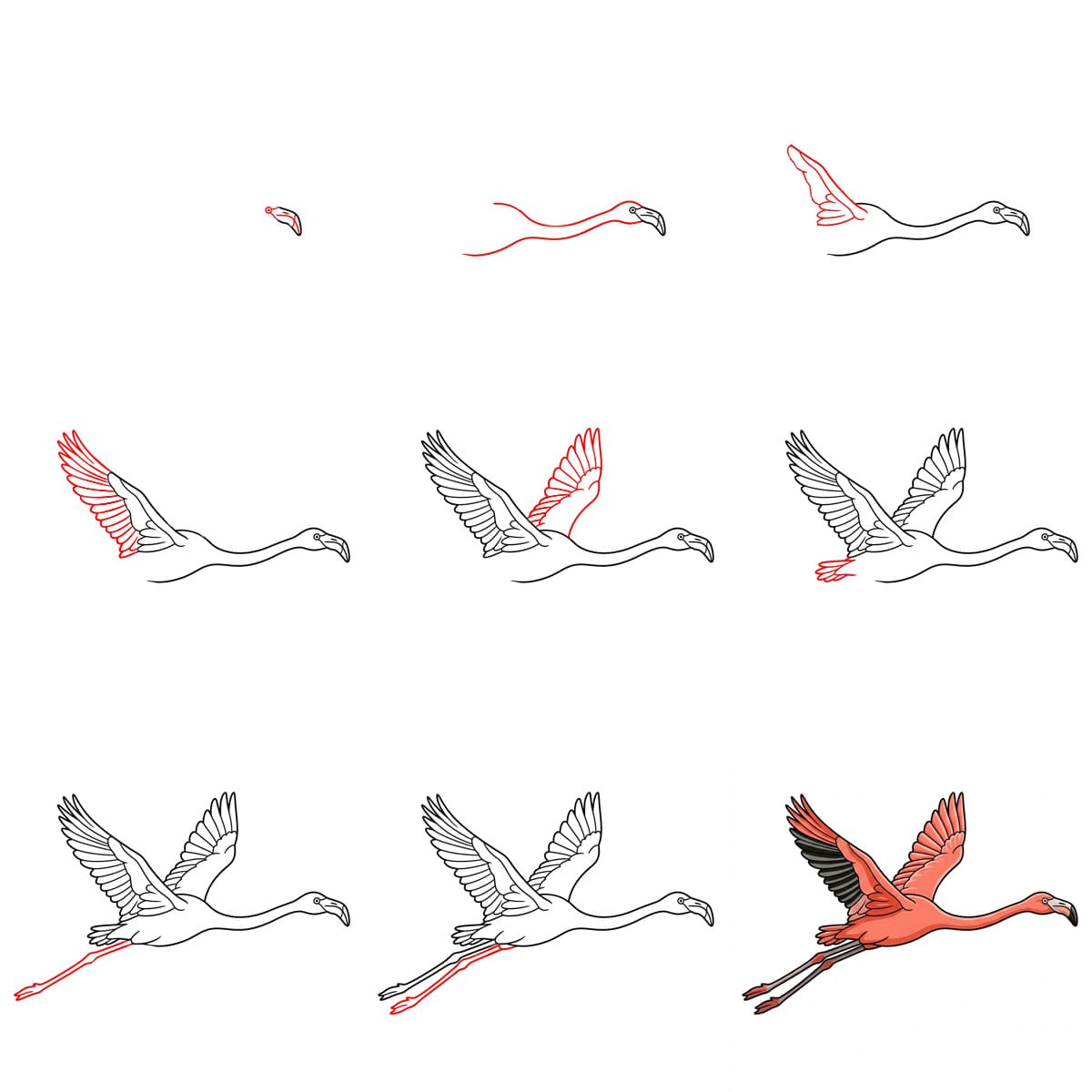 Fliegender Flamingo zeichnen ideen
