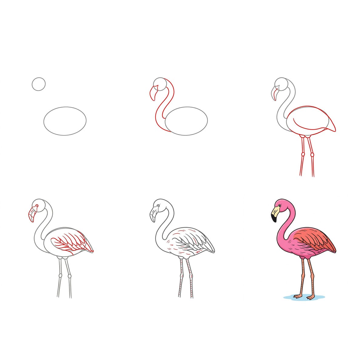 Gelassener Flamingo zeichnen ideen