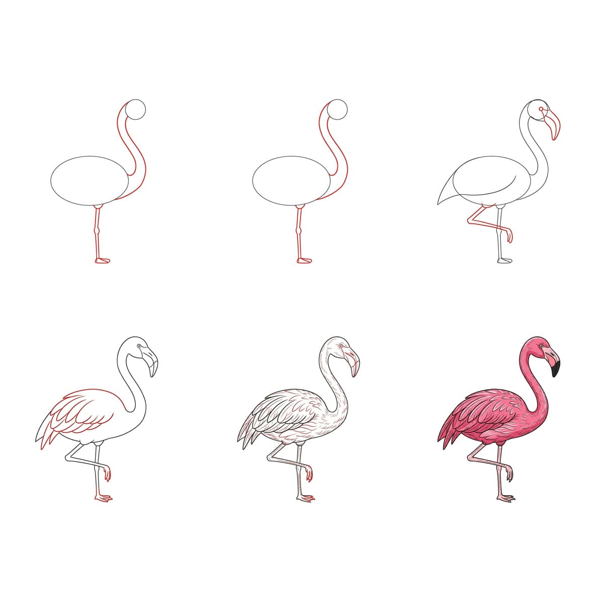 S-förmiger Flamingo zeichnen ideen