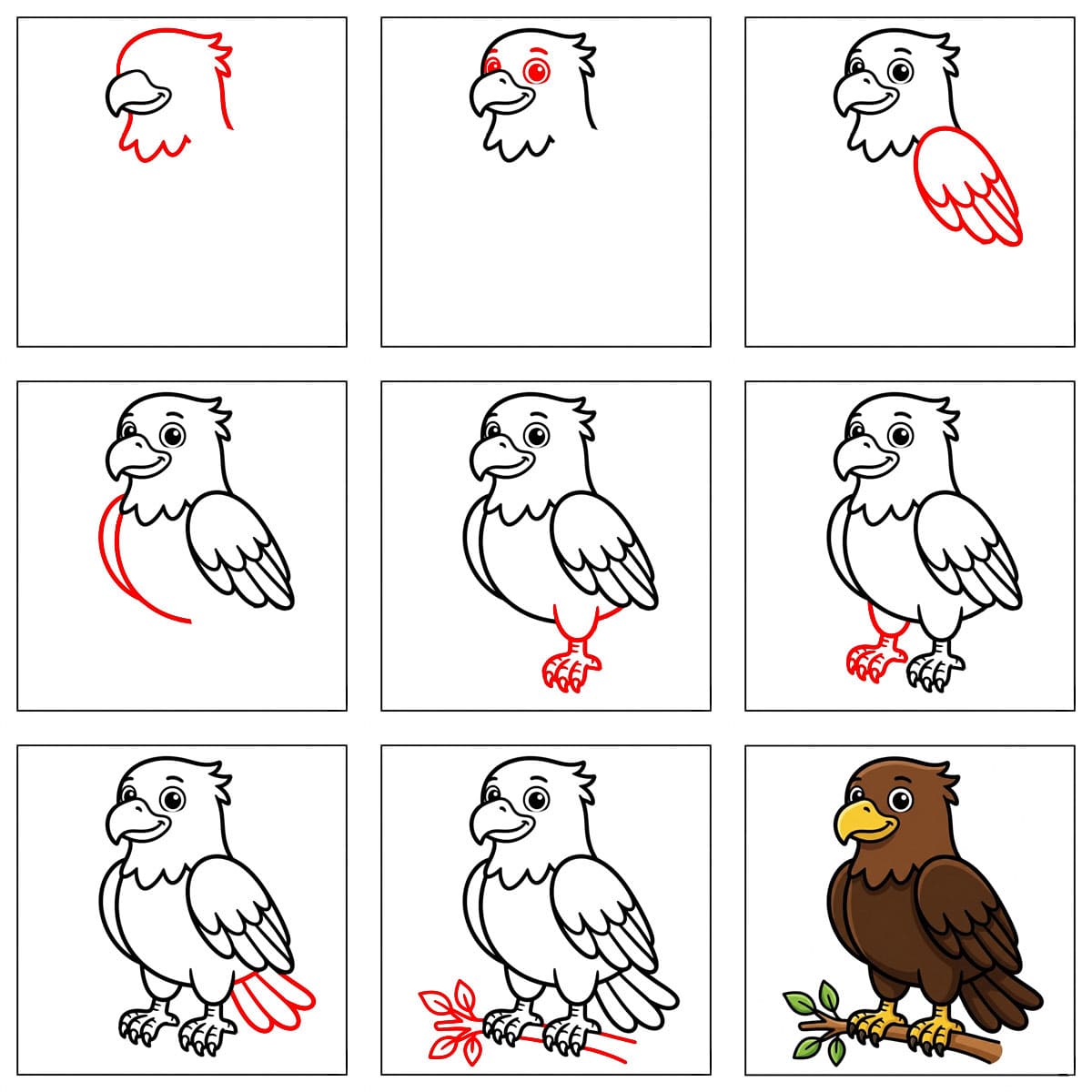 Adler auf einem Ast zeichnen ideen