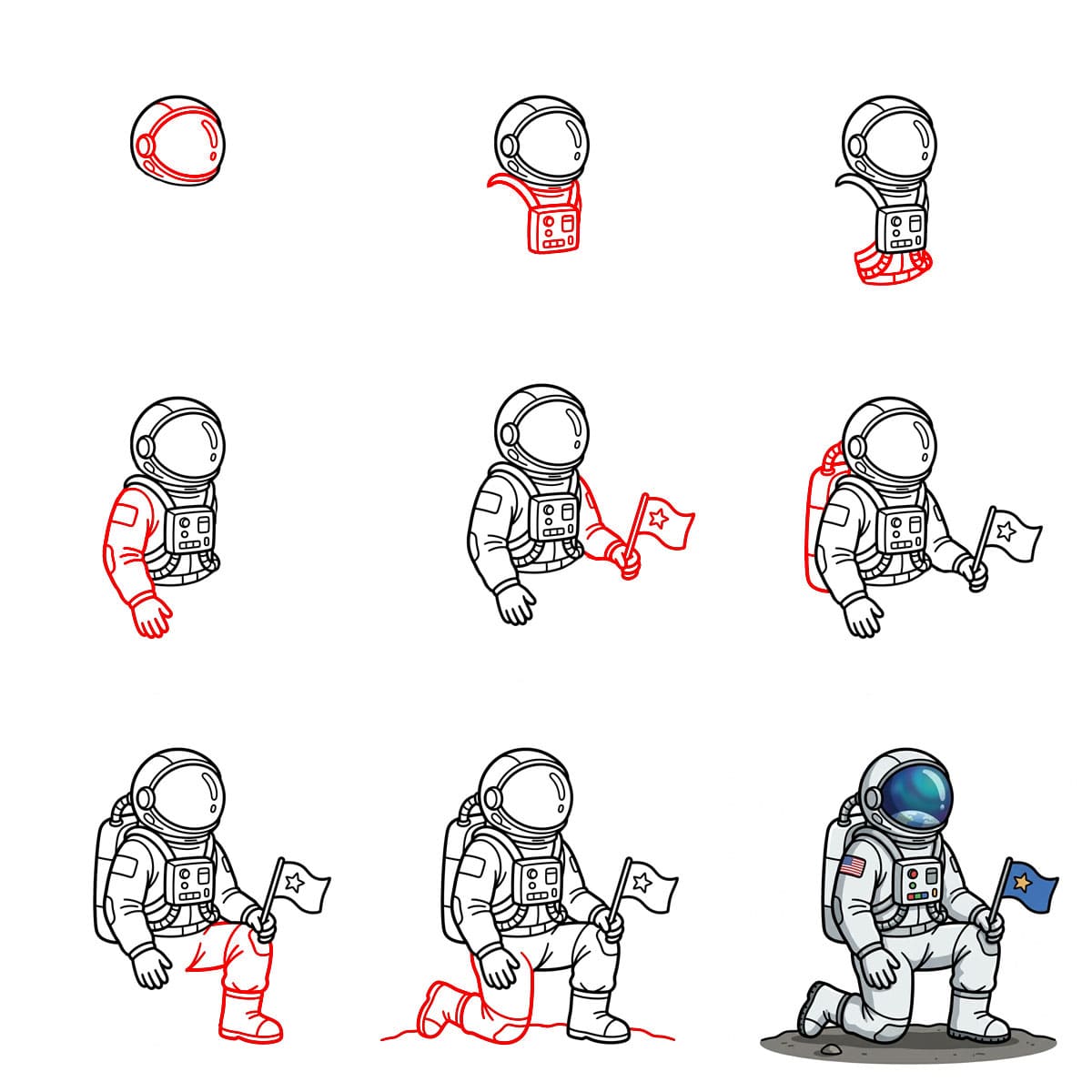 Astronaut kniet zeichnen ideen