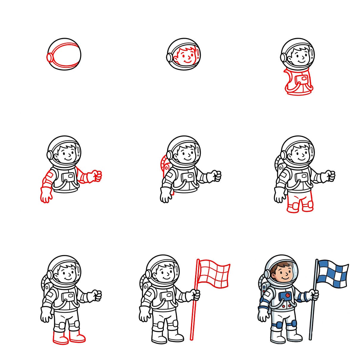 Astronaut mit Flagge zeichnen ideen
