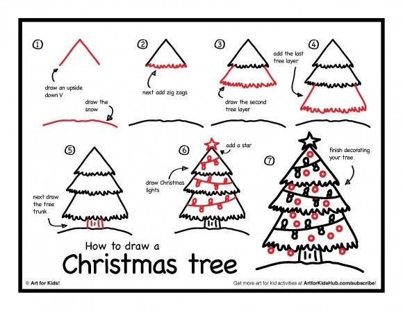 Ein detaillierter Schritt-für-Schritt-Weihnachtsbaum zeichnen ideen