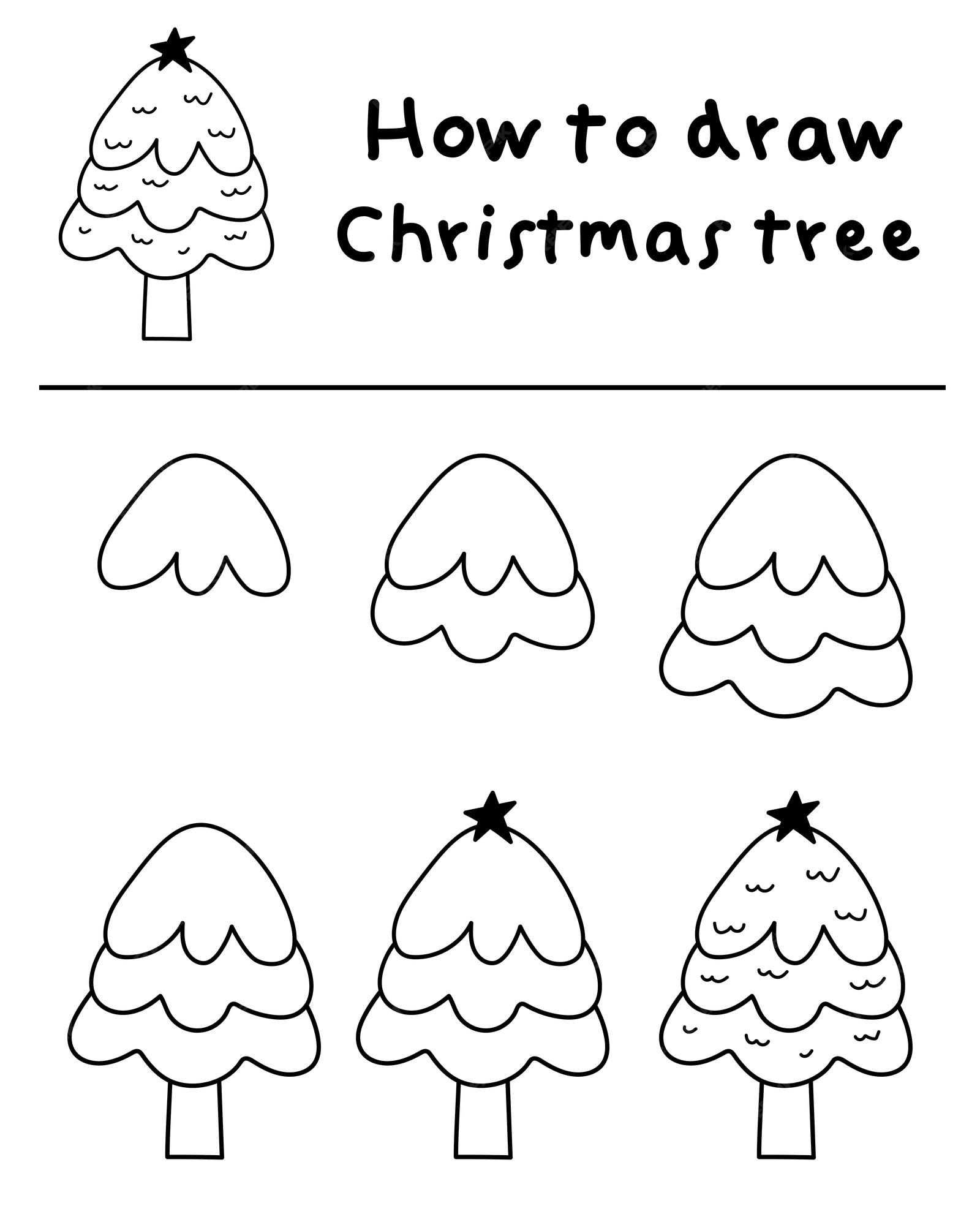 Ein einfacher Weihnachtsbaum zeichnen ideen