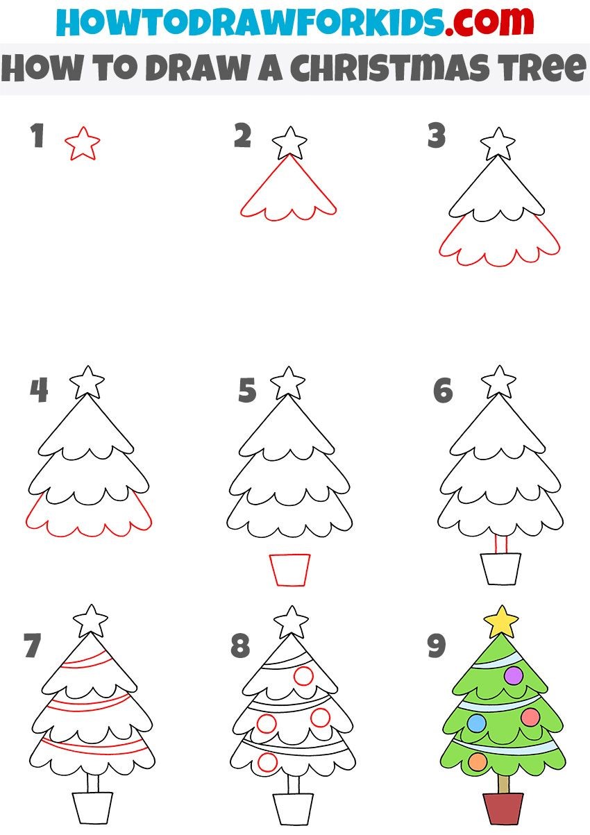 Ein süßer Weihnachtsbaum zeichnen ideen