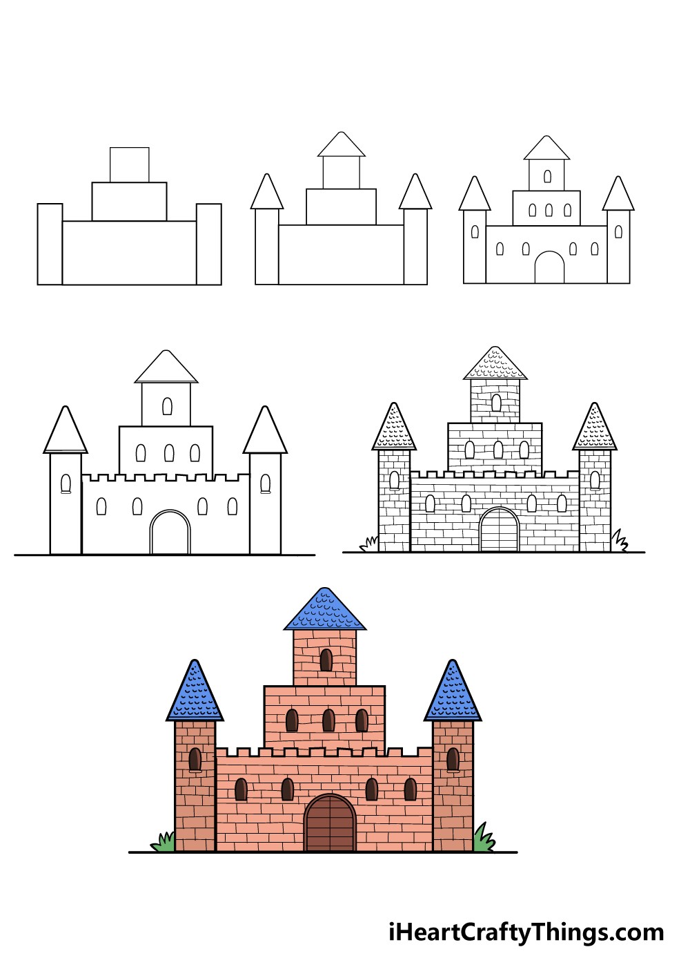 Eine Burg aus rotem Backstein zeichnen ideen