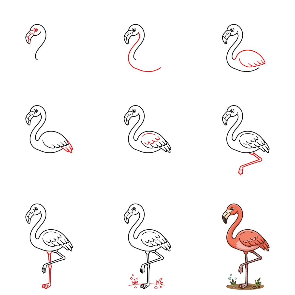 Flamingo putzt sich zeichnen ideen