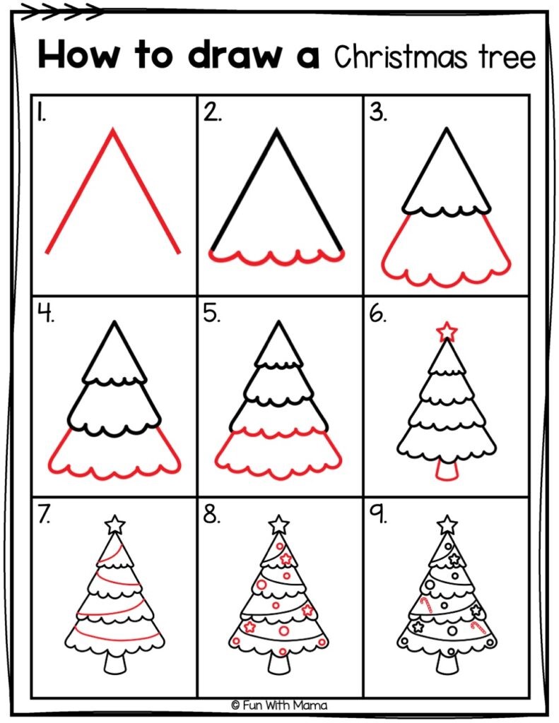 Idee für einen Weihnachtsbaum 9 zeichnen ideen