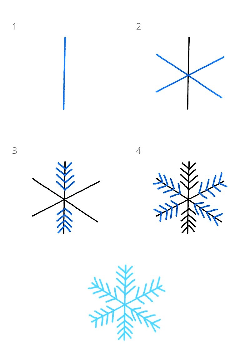 Zeichnen Lernen Schneeflocken-Idee 10