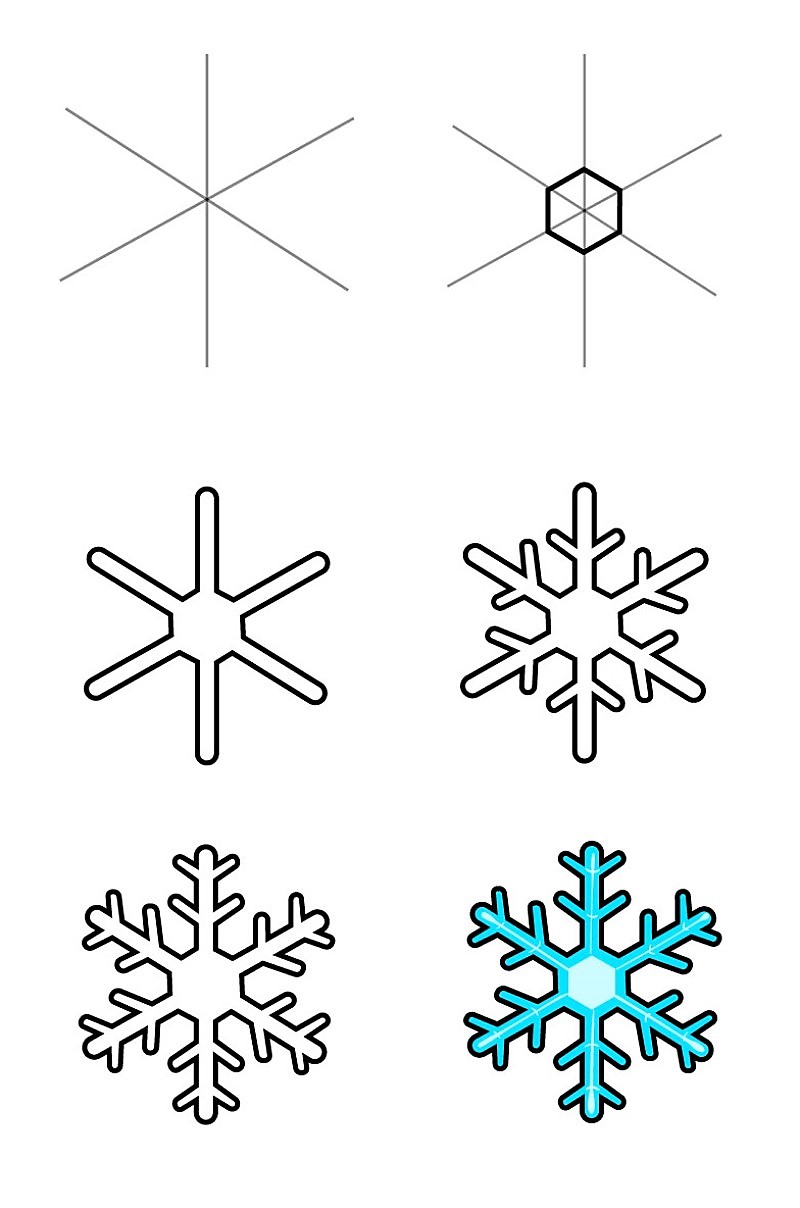 Zeichnen Lernen Schneeflocken-Idee 11