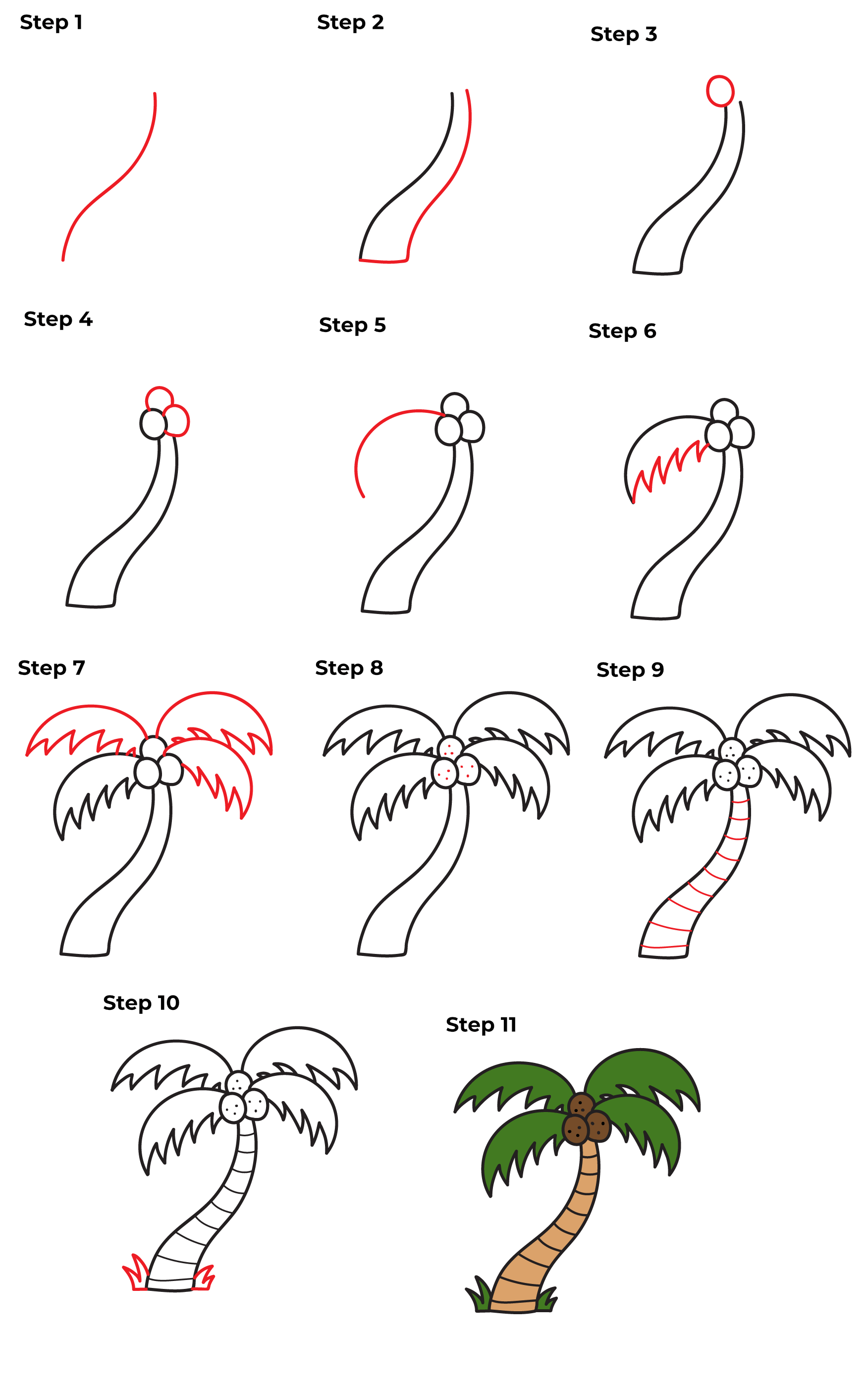 Zeichnen Lernen Zeichne eine einfache Palme (1)