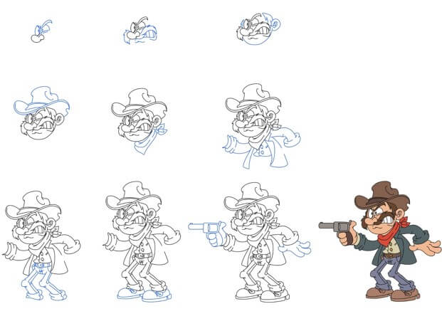 Cowboy mit Waffe 2 zeichnen ideen