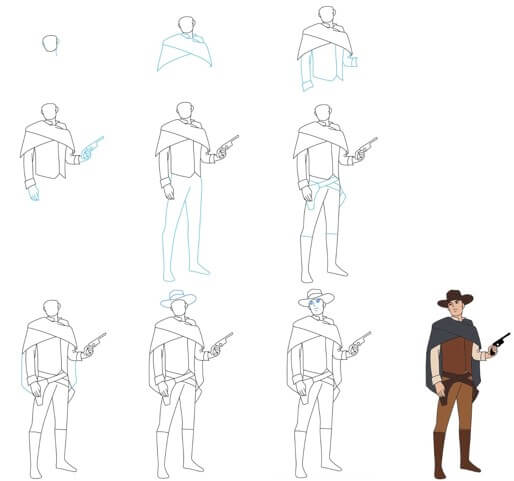 Cowboy mit Waffe zeichnen ideen
