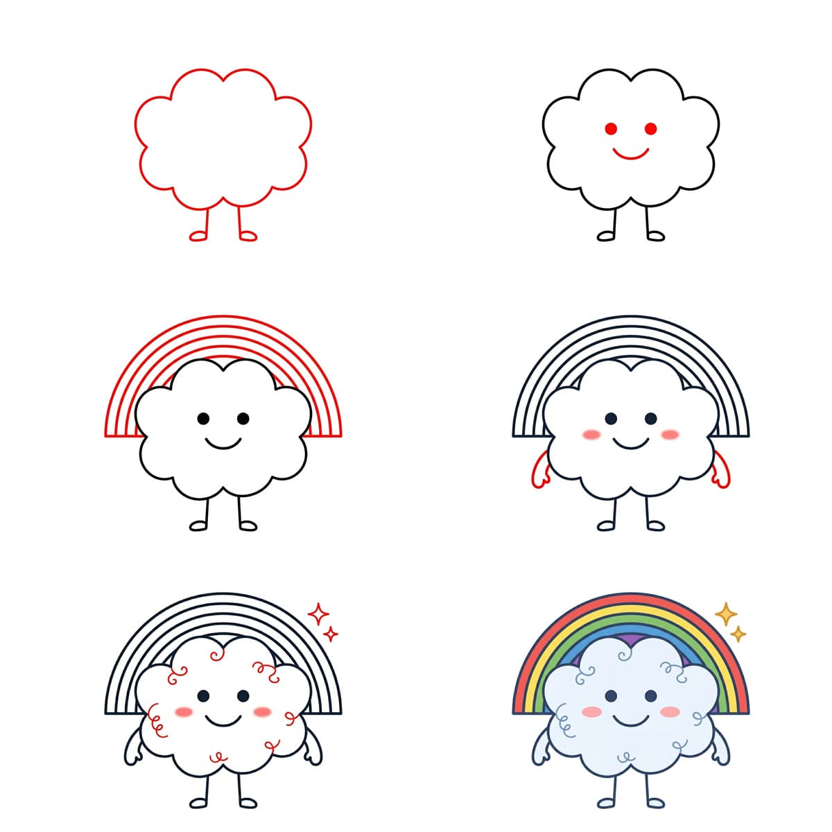 Fröhlicher Regenbogenfreund zeichnen ideen
