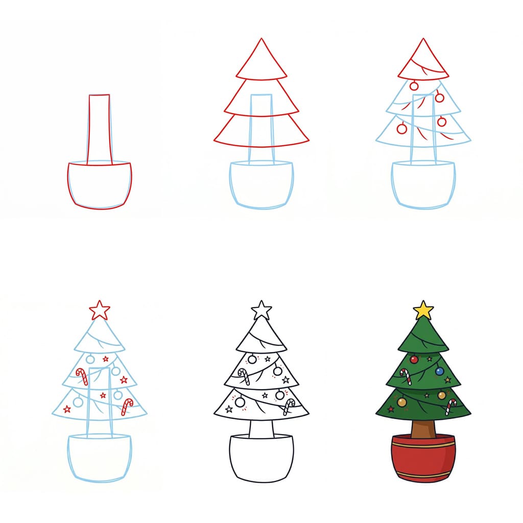 Klassischer Weihnachtsbaum zeichnen ideen