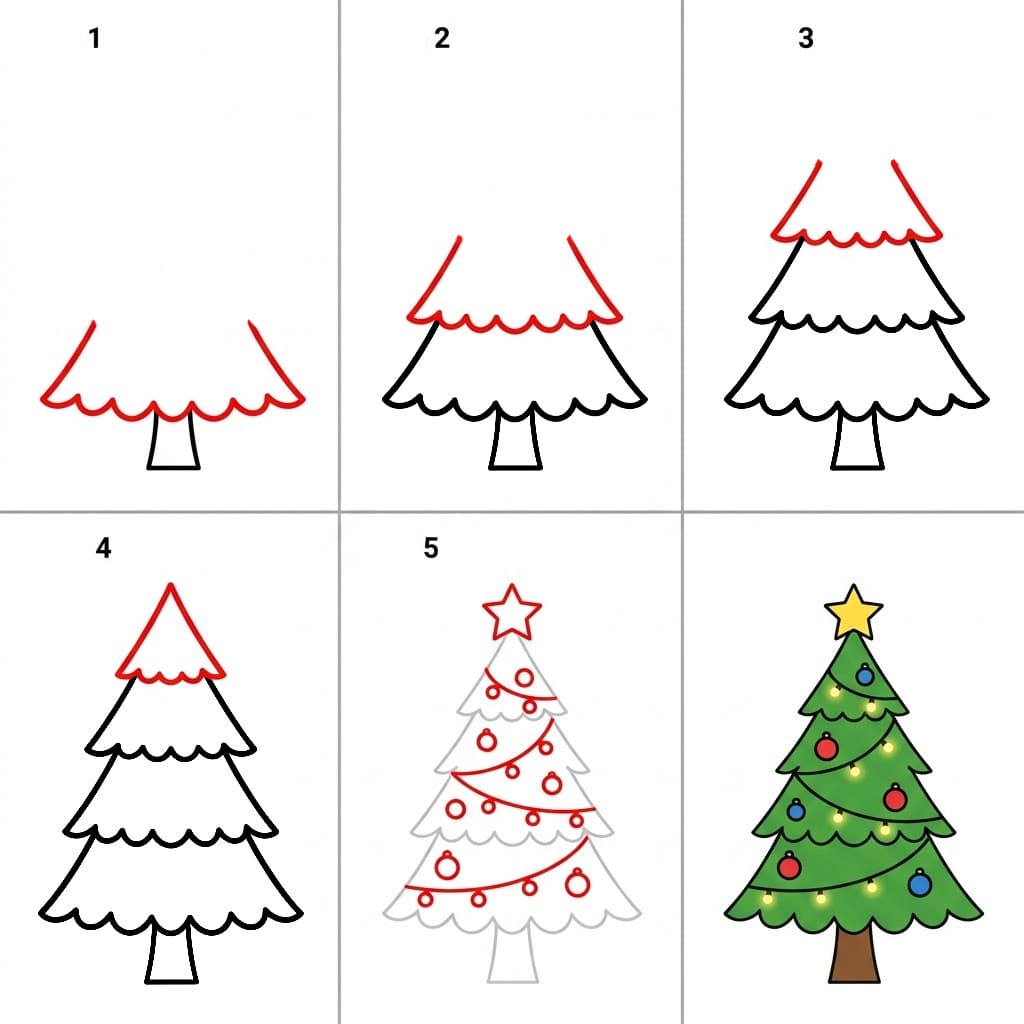 Minimalistischer Weihnachtsbaum zeichnen ideen