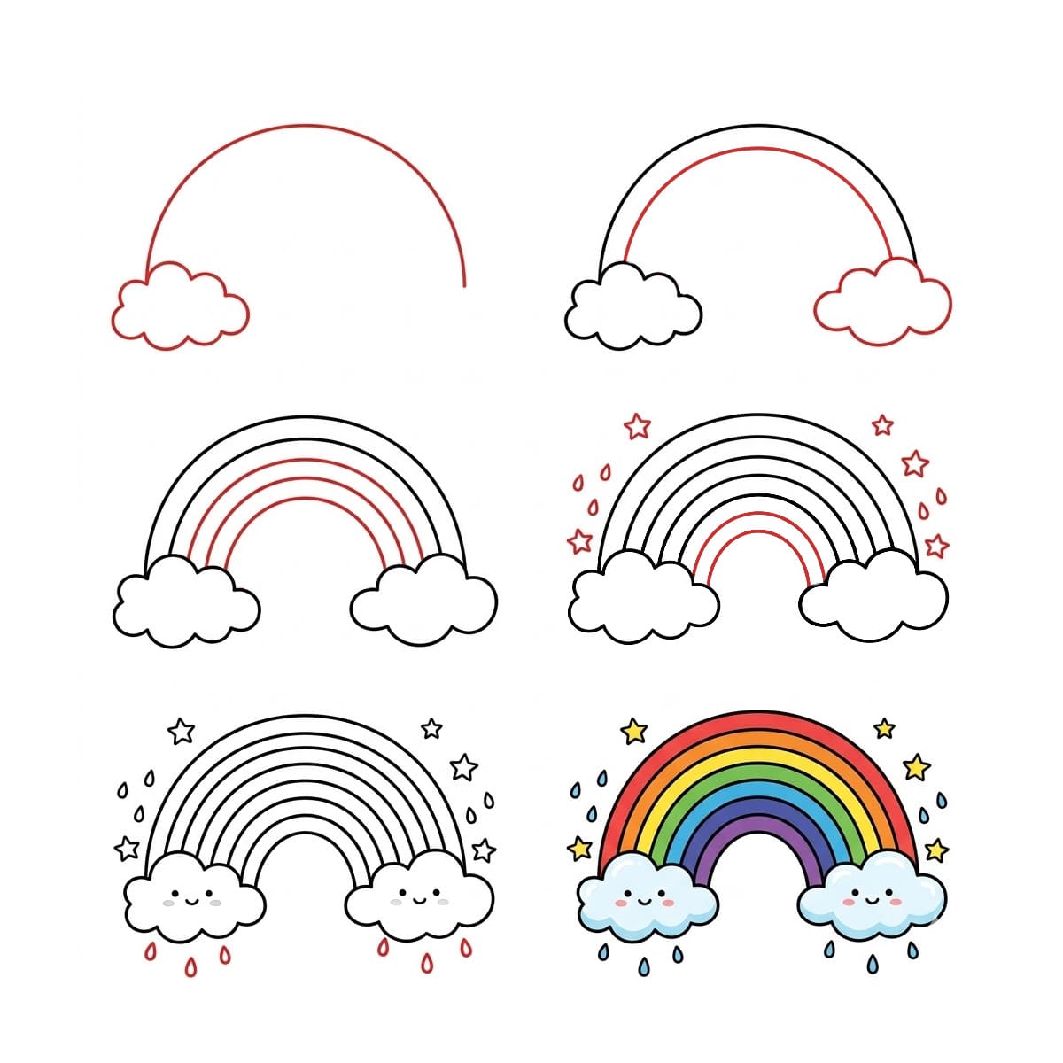 Regenbogen am Nachthimmel zeichnen ideen