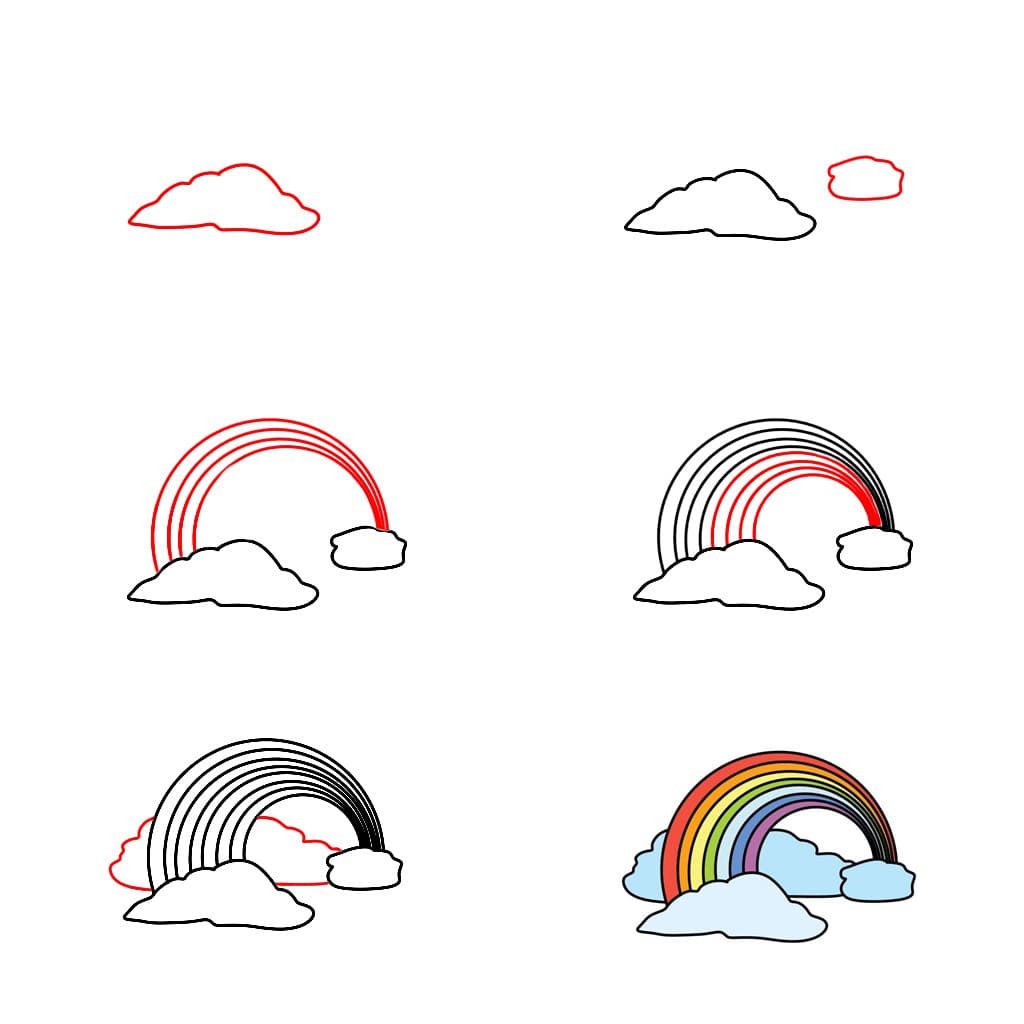 Regenbogen in den Wolken zeichnen ideen