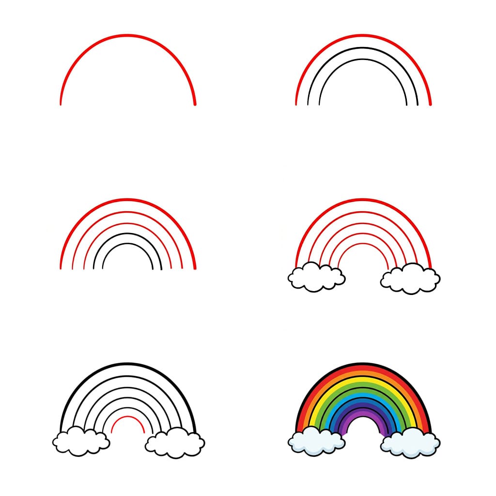Regenbogen mit dünnen Streifen zeichnen ideen