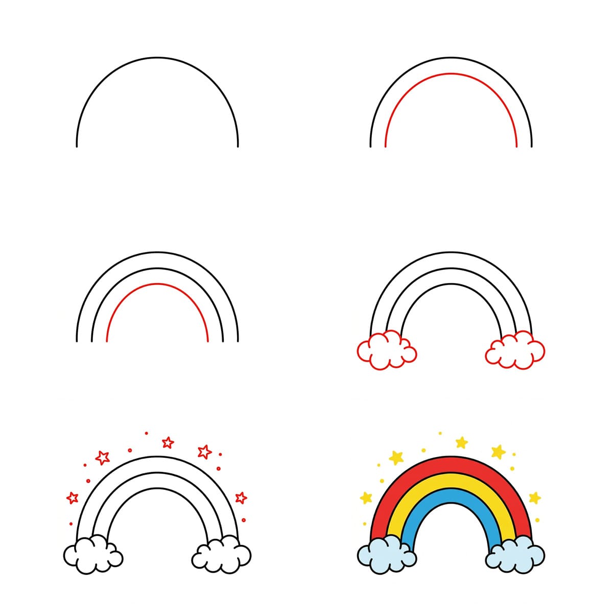 Regenbogen mit Meerjungfrauenmotiv zeichnen ideen
