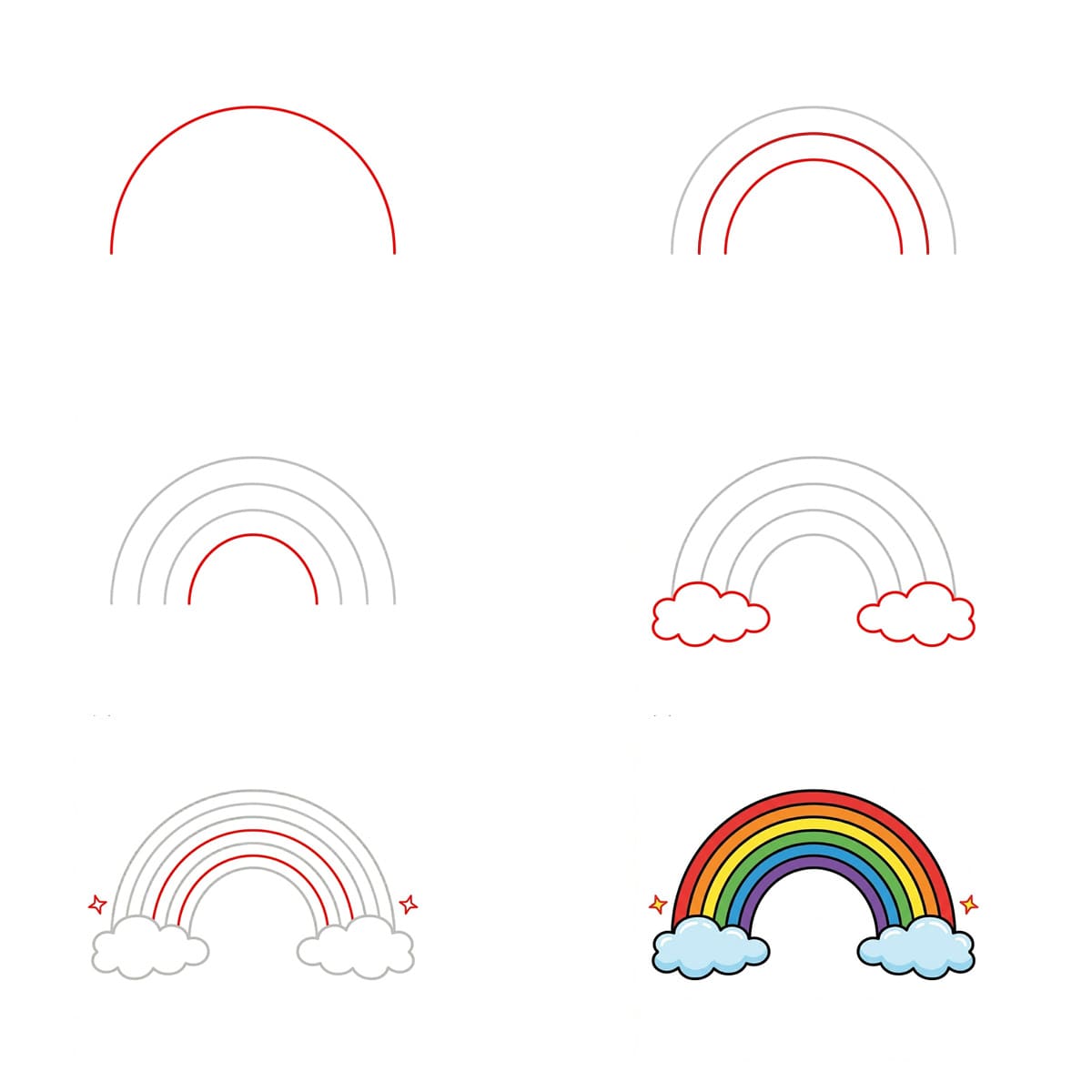 Regenbogen mit rosa Wolken zeichnen ideen