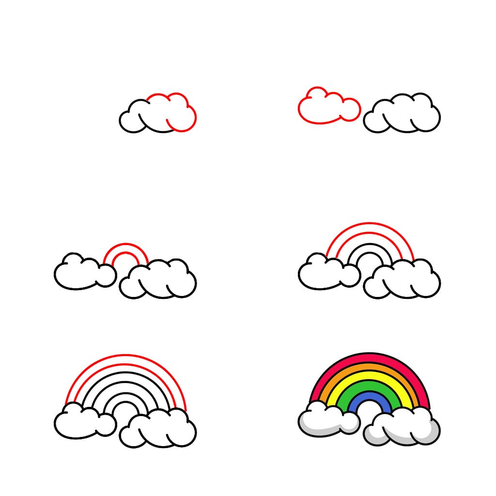 Regenbogen und kleine Wolken zeichnen ideen