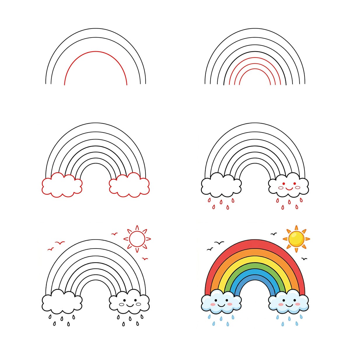 Regentropfen Regenbogen zeichnen ideen