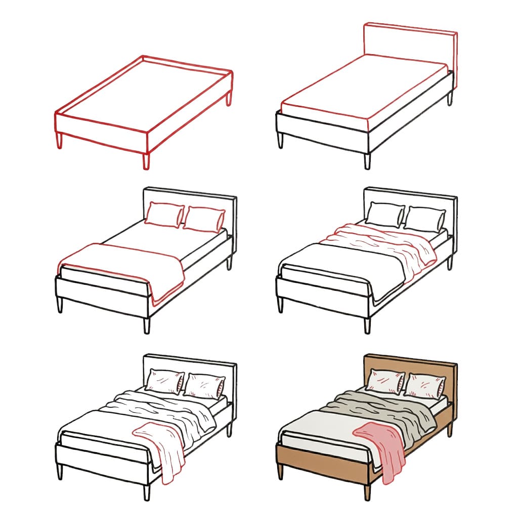 Schlafzimmerbett zeichnen ideen